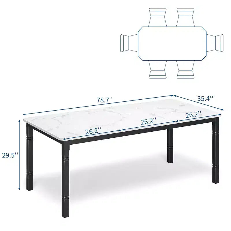Grande table à manger, pour 6 à 8 personnes - Table à manger rectangulaire en bois, style ferme moderne, avec pieds robustes en métal, adaptée aux salles à manger.