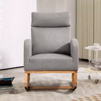 Fauteuil à bascule pour chambre d'enfant, Fauteuil à bascule rembourré pour chambre d'enfant avec pieds en bois d'hévéa, dossier haut confortable, poches latérales, fauteuil