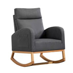 Fauteuil à bascule pour chambre d'enfant, Fauteuil à bascule rembourré pour chambre d'enfant avec pieds en bois d'hévéa, dossier haut confortable, poches latérales, fauteuil