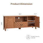 Meuble TV COZONY avec lumières LED, Table console TV rétro avec 2 compartiments de rangement et 1 tiroir, Meuble de divertissement pour salon