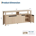Meuble TV de ferme pour téléviseur de 70 pouces, meuble de divertissement de 160 cm de long avec rangement et étagère ouverte, grand meuble TV, table console média moderne et haute.