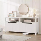 Meuble TV de ferme pour téléviseur de 70 pouces, meuble de divertissement de 160 cm de long avec rangement et étagère ouverte, grand meuble TV, table console média moderne et haute.