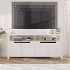 Meuble TV de ferme pour téléviseur de 70 pouces, meuble de divertissement de 160 cm de long avec rangement et étagère ouverte, grand meuble TV, table console média moderne et haute.