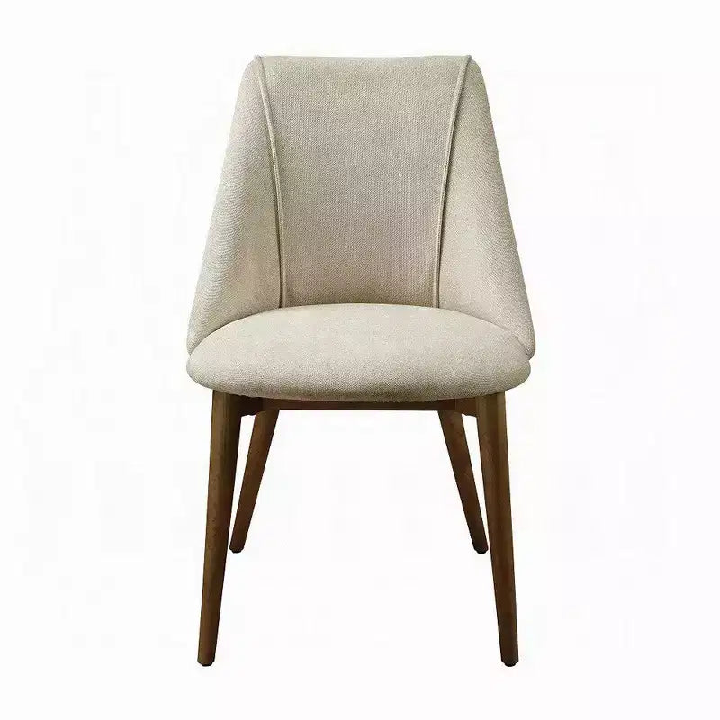 Lot de 2 chaises de salle à manger Royal Hampton, tissu beige, pieds fuselés marron