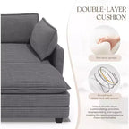 Canapé d'angle Hyleory en velours côtelé avec ottoman mobile - Doux au toucher, design peu encombrant