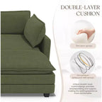 Canapé d'angle Hyleory en velours côtelé avec ottoman mobile - Doux au toucher, design peu encombrant