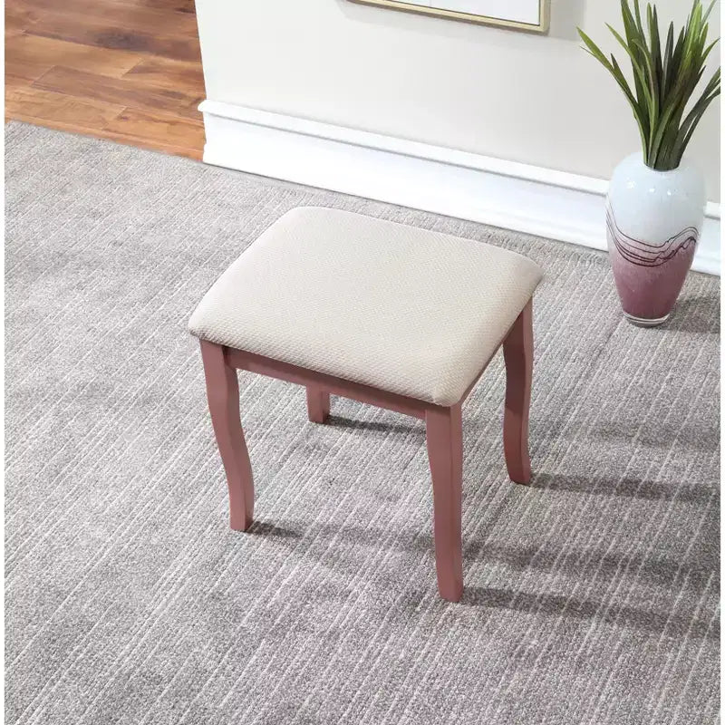 Coiffeuse et tabouret en bois Sanlo, Or rose