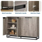 Bahut-Crédence Moderne de 55" avec 4 Portes et Base Métallique, Étagères Réglables - Meuble Bar d'Appoint pour Salle à Manger