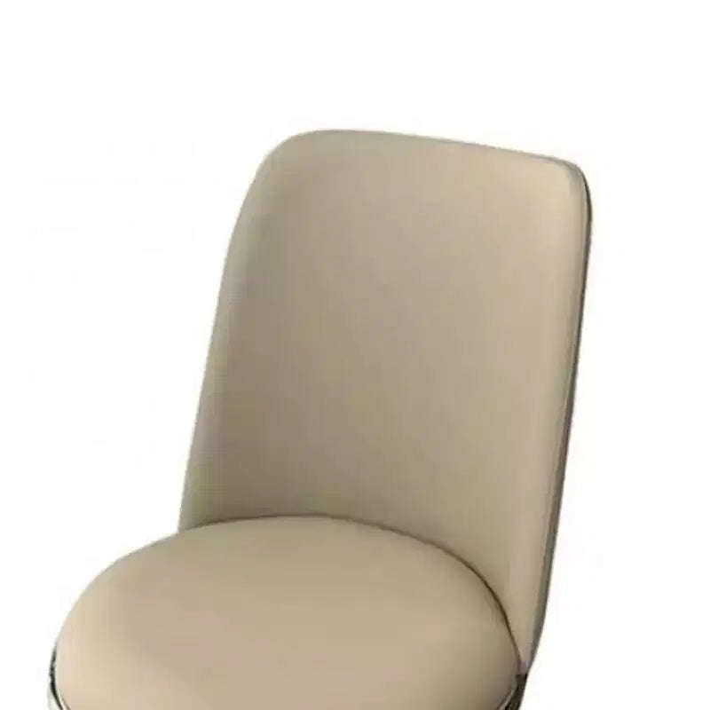 Lot de 2 chaises de salle à manger Royal Hampton, métal argenté, assise ronde en similicuir taupe