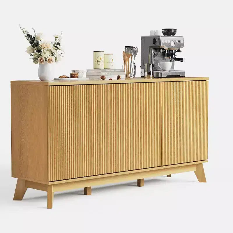 GustoWave 58 – Buffet bahut de ferme moderne avec portes incurvées – Meuble de rangement en bois pour salle à manger, console de bar à café, salon