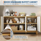 GustoWave 58 – Buffet bahut de ferme moderne avec portes incurvées – Meuble de rangement en bois pour salle à manger, console de bar à café, salon