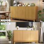 GustoWave 58 – Buffet bahut de ferme moderne avec portes incurvées – Meuble de rangement en bois pour salle à manger, console de bar à café, salon