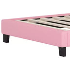 Lit princesse double/grand avec tête de lit couronne, cadre de lit plateforme en cuir PU rose pour chambre d'enfant