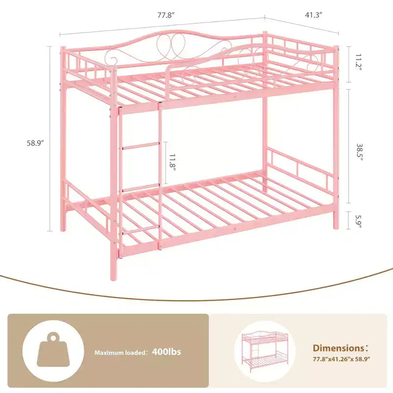 Lits superposés jumeaux, lits superposés jumeaux avec échelle et garde-corps pleine longueur, capacité de poids robuste de 181 kg, peu encombrants, pas besoin de sommier tapissier