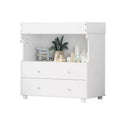 Wooden Changing Table, Baby Dressing Table with 2 Drawers & Shelves, Multi-Functional Baby Diaper Station for Bedroom, Kids Room, Nursery
