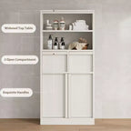Meuble haut de salle de bain, meuble de rangement au sol avec portes et 2 tiroirs, meuble de rangement de salle de bain autonome de 130 cm de hauteur pour salle de bain, salon, cuisine