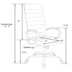 Fauteuil de bureau exécutif HomeStock, hauteur réglable de 38 po, siège en similicuir noir, avec roulettes