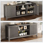 Fluted TV Stand for 65 Inch TV, Modern Console Table with Open Shelves,Heavy-Duty Entertainment Center, for Living Room, Bedroom