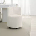 Royal Hampton Dining Side Chair Set of 2, Rolling Caster Wheels, White Chenille