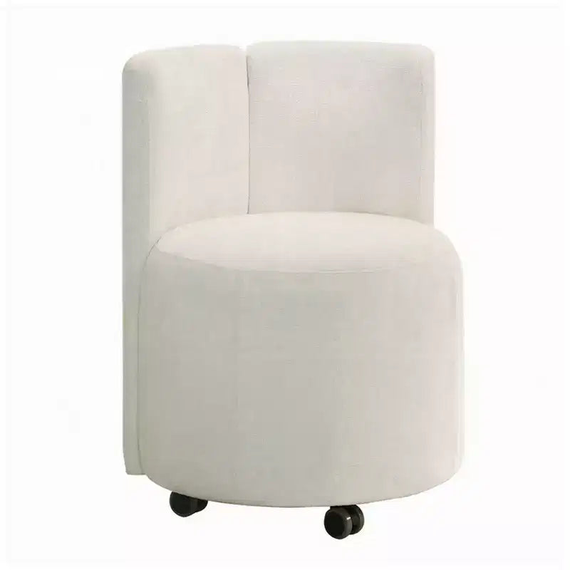 Chaise de salle à manger Royal Hampton, ensemble de 2, roulettes, chenille blanche