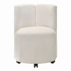 Chaise de salle à manger Royal Hampton, ensemble de 2, roulettes, chenille blanche