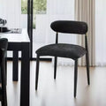 Royal Hampton Side Dining Chair Set of 2, Black Chenille, Curved, Metal Legs