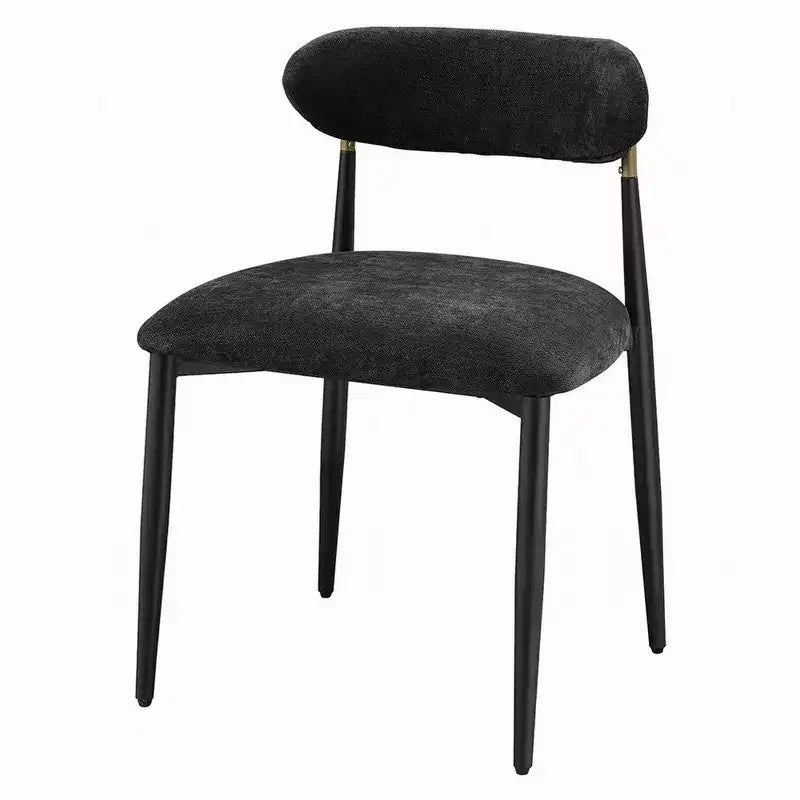 Lot de 2 chaises de salle à manger Royal Hampton, en chenille noire, incurvées, pieds en métal