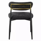 Lot de 2 chaises de salle à manger Royal Hampton, en chenille noire, incurvées, pieds en métal