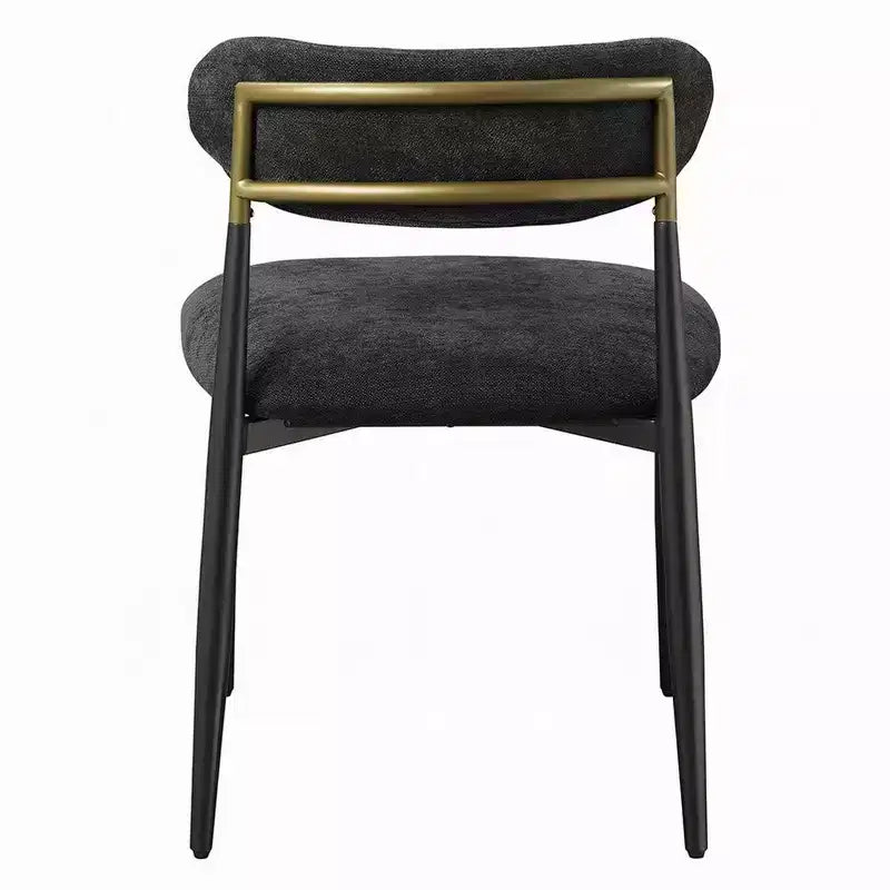 Lot de 2 chaises de salle à manger Royal Hampton, en chenille noire, incurvées, pieds en métal