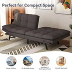 Canapé-Lit Futon Convertible Dyonery 71, Canapé Futon Moderne en Mousse à Mémoire de Forme avec Coussin Amovible, Dossier et Accoudoirs Réglables