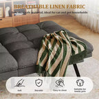 Canapé-Lit Futon Convertible Dyonery 71, Canapé Futon Moderne en Mousse à Mémoire de Forme avec Coussin Amovible, Dossier et Accoudoirs Réglables