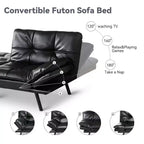 Canapé-Lit Futon Convertible Dyonery 71, Canapé Futon Moderne en Mousse à Mémoire de Forme avec Coussin Amovible, Dossier et Accoudoirs Réglables