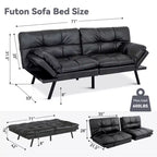 Canapé-Lit Futon Convertible Dyonery 71, Canapé Futon Moderne en Mousse à Mémoire de Forme avec Coussin Amovible, Dossier et Accoudoirs Réglables