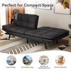 Canapé-Lit Futon Convertible Dyonery 71, Canapé Futon Moderne en Mousse à Mémoire de Forme avec Coussin Amovible, Dossier et Accoudoirs Réglables