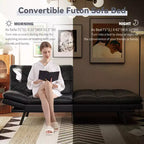 Canapé-Lit Futon Convertible Dyonery 71, Canapé Futon Moderne en Mousse à Mémoire de Forme avec Coussin Amovible, Dossier et Accoudoirs Réglables