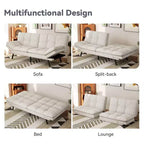 Canapé-Lit Futon Convertible Dyonery 71, Canapé Futon Moderne en Mousse à Mémoire de Forme avec Coussin Amovible, Dossier et Accoudoirs Réglables