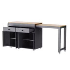 Îlot de cuisine et chariot de rangement Whisen 74.5 avec table à manger extensible, étagère à épices et 2 tiroirs