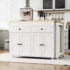 Îlot de cuisine et chariot de rangement Whisen 74.5 avec table à manger extensible, étagère à épices et 2 tiroirs