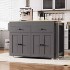 Îlot de cuisine et chariot de rangement Whisen 74.5 avec table à manger extensible, étagère à épices et 2 tiroirs