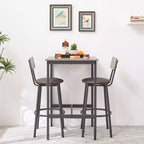 Okak Ensemble de Table et 2 Tabourets de Bar Industriels Hauteur Bar pour Cuisine, Salle à Manger, Ensemble Bistrot en Métal et Bois pour Petit-Déjeuner