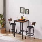 Okak Ensemble de Table et 2 Tabourets de Bar Industriels Hauteur Bar pour Cuisine, Salle à Manger, Ensemble Bistrot en Métal et Bois pour Petit-Déjeuner