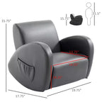 Fauteuil à bascule pour enfant Whisen avec poche latérale, fauteuil pour tout-petit en cuir PU, cadeau pour enfants - Gris