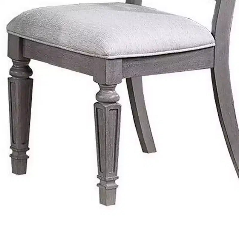 Lot de 2 chaises de salle à manger Royal Hampton, Sculptées, à dossier échelle, Bois gris clair