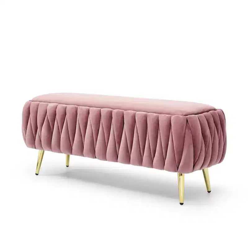 Banc de rangement, banc d'entrée, banc de bout de lit, ottoman, banc de chambre en velours capitonné avec pieds dorés 40 Noir