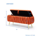 Banc de rangement, banc d'entrée, banc de bout de lit, ottoman, banc de chambre en velours capitonné avec pieds dorés 40 Noir