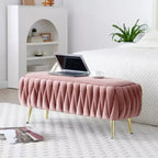 Storage Bench Entryway Bench End of Bed Bench Ottoman Upholstered Velvet Bedroom Bench Tufted Bench with Golden Legs 40 Black