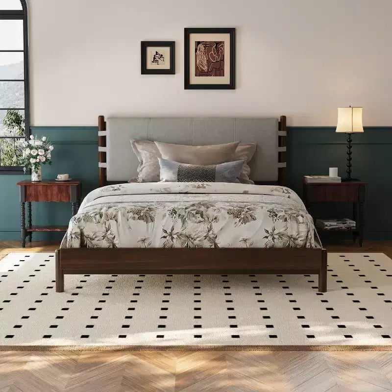 Cadre de lit Queen/King, lit plateforme en bois avec tête de lit - ModernLuxe