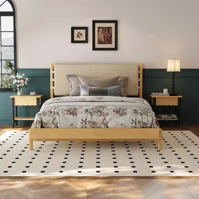 Cadre de lit Queen/King, lit plateforme en bois avec tête de lit - ModernLuxe