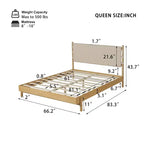 Cadre de lit Queen/King, lit plateforme en bois avec tête de lit - ModernLuxe