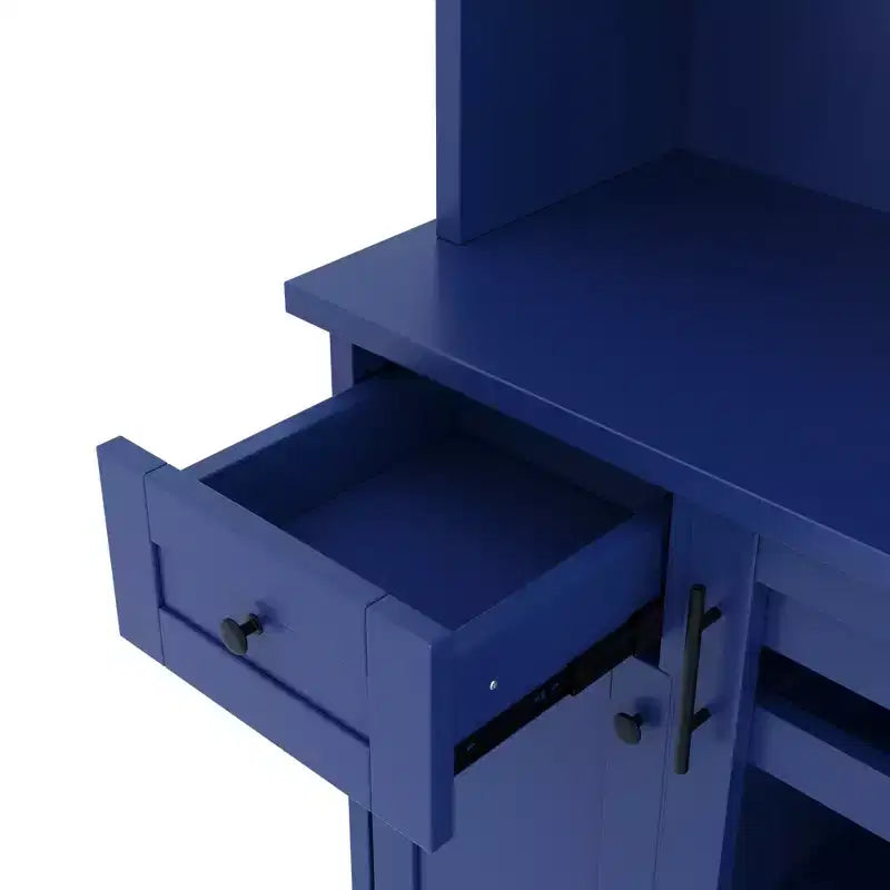 Buffet autoportant Whisen avec huche, armoire de rangement haute de cuisine avec casier à vin et étagères réglables